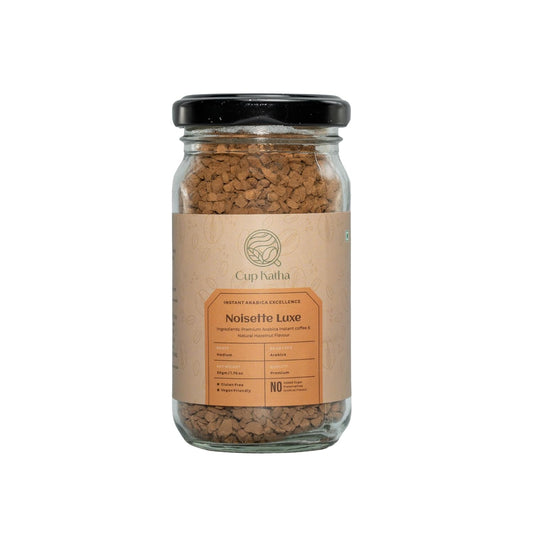 Cup Katha Noisette Luxe Instant Coffee | Freeze-Dried Arabica | Medium Roast | 50 Gram - Glass Jar (Natural Hazelnut)