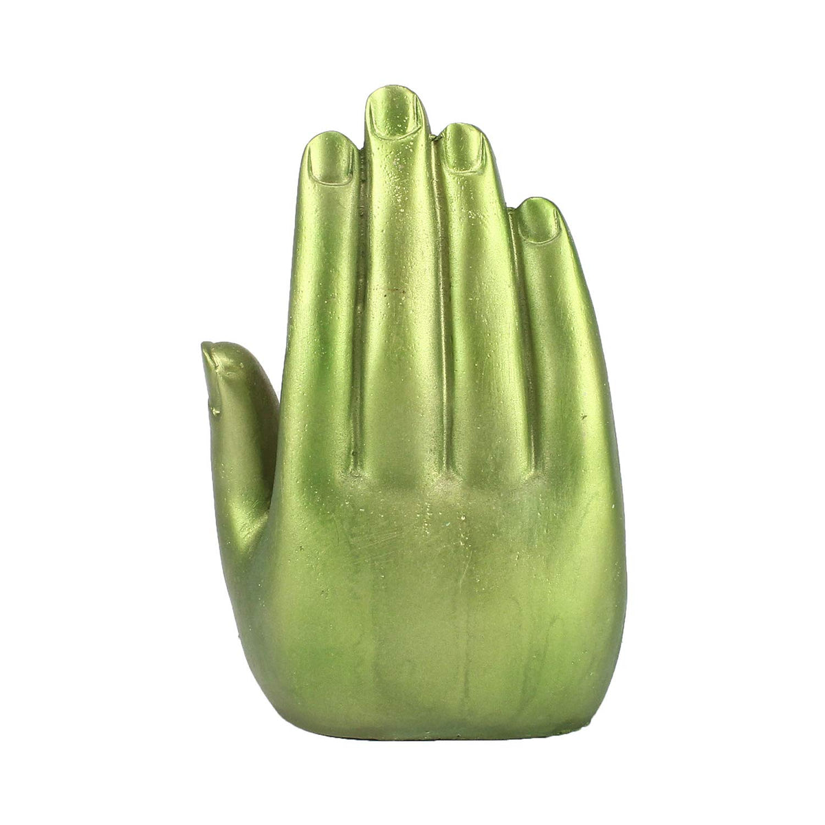 eCraftIndia 'Palm Buddha' Handcrafted (Polyresin, 10 cm x 16 cm, Green and Golden, MSGB527_GR)