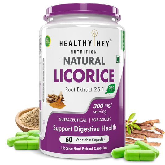 Healthy Hey Nutrition Natural Licorice Root Extract supplement bottle on a white background