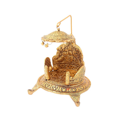 Metal Singhasan Oval Shaped Idol - 7 Inch Height