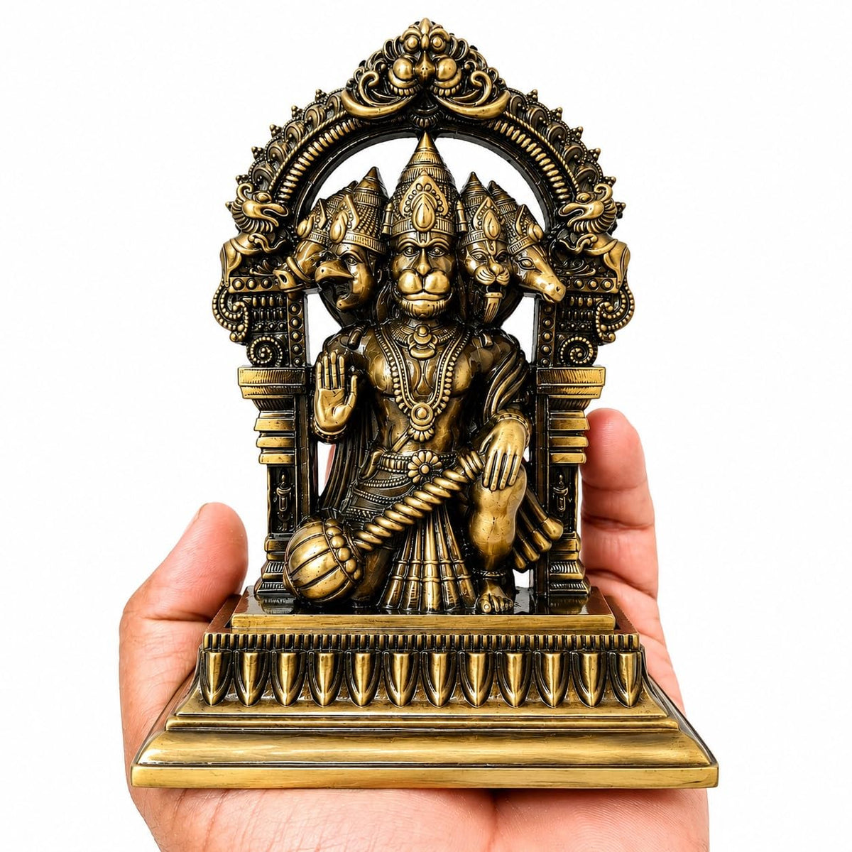 Panchmukhi Hanuman Idol for Home Decor & Pooja Room | Antique Finish Hanuman Statue | Hindu Religious Murti for Temple, Office, Living Room & Gift (13x4.5x10 cm, 185g)