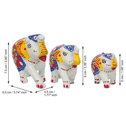 eCraftIndia Set of 3 Elephant Statues for Good Luck| Animal Figurines Decorative Elephant Showpieces| Elephant Decorative Items for Home Living Room Office| Gift for Diwali Birthday Housewarming