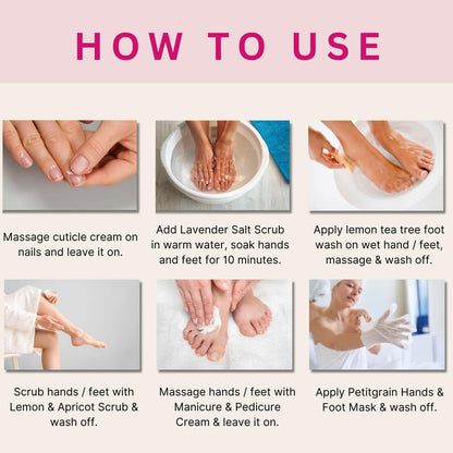 Aroma Treasures Happy Feet & Hands Manicure Pedicure Kit (33g/ml) | One-Time Use | Enriched with Pure Essential Oils | Natural Care for Soft & Refreshed Skin