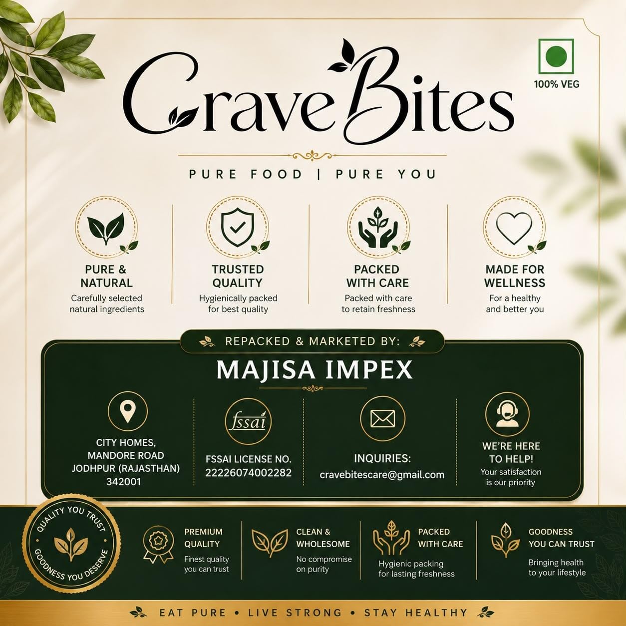 Crave Bites Premium Chia Seeds 100 gm | Rich Source of Calcium, Fibre & Protein | Clean Chia Seeds for Eating & Weight Management | Jar Pack