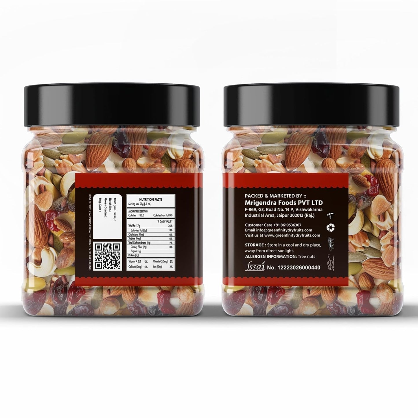 PrettyNutty Healthy Nutmix 250g, Dried Almonds, Black Raisins, Cashewnuts, Cranberries, Green Raisins, Walnut Kernels & Many More.