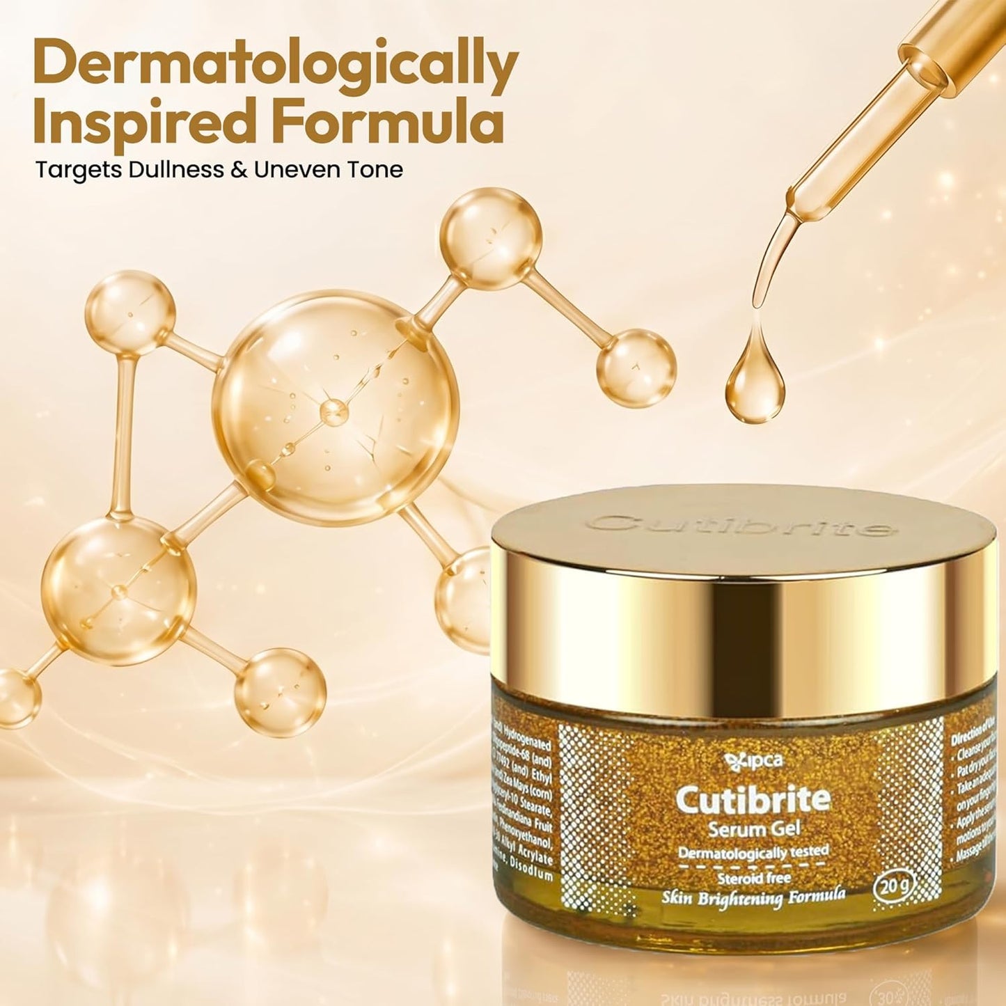 Ipca Cutibrite Serum Gel – 20g Skin Radiance Serum, Helps Reduce Appearance of Dark Spots, Improves Even Skin Tone & Clarity, Lightweight Daily Use Formula