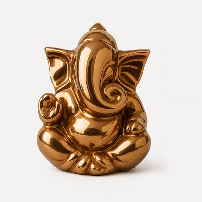 sculpmart Ganesh Idol for Home Decor & Car Dashboard | Ganesh Ji Murti Decorative Showpiece for Home Decor | Pooja Room & Office Desk (Golden) 10 CM