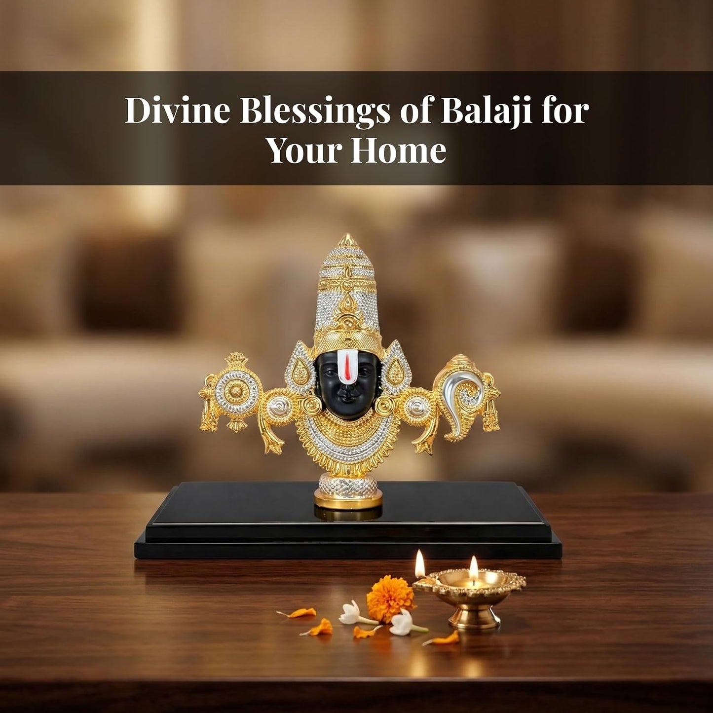 Dev Aastha 999 Silver Plated Balaji Idol | 4-Inch Lord Venkateswara Swamy Statue for Sacred Vastu Home Decor | Mandir Showpiece for Pooja Room & Ideal Devotional Gift