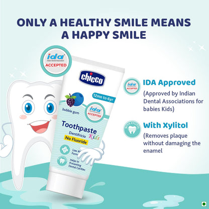 Chicco Toothpaste Bubble Gum 1-6Y 50g No Fluoride