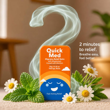 Quick Med Migraine Relief Balm 10g – Fast Relief in Just 2 Minutes | Cooling Menthol Formula | Pocket-Size Therapy Balm