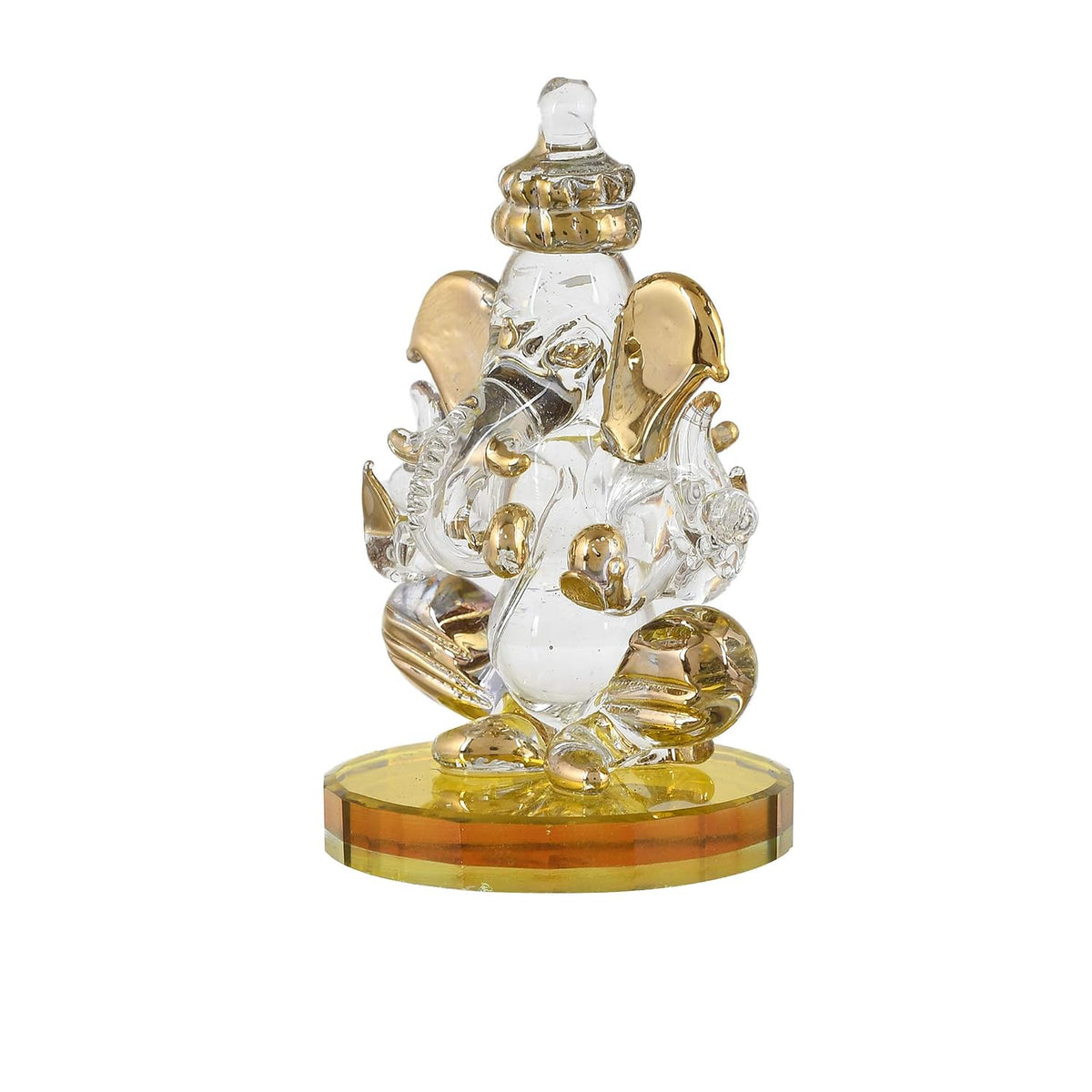 Ganesh Idol for Car Dash Board (8.5cm x 5 cm) (Design 3), Glass, 1 Piece