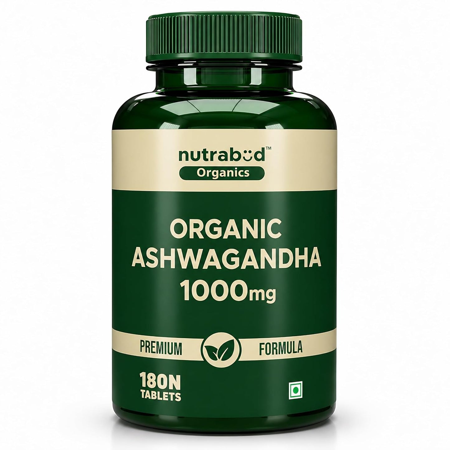 Nutrabud Ashwagandha 1000mg - 180 Tablets -Stress & Anxiety Relief Ashwagandha Powder Tablets - Rejuvenates Mind & Body - Certified Organic (180 Count (Pack of 1))