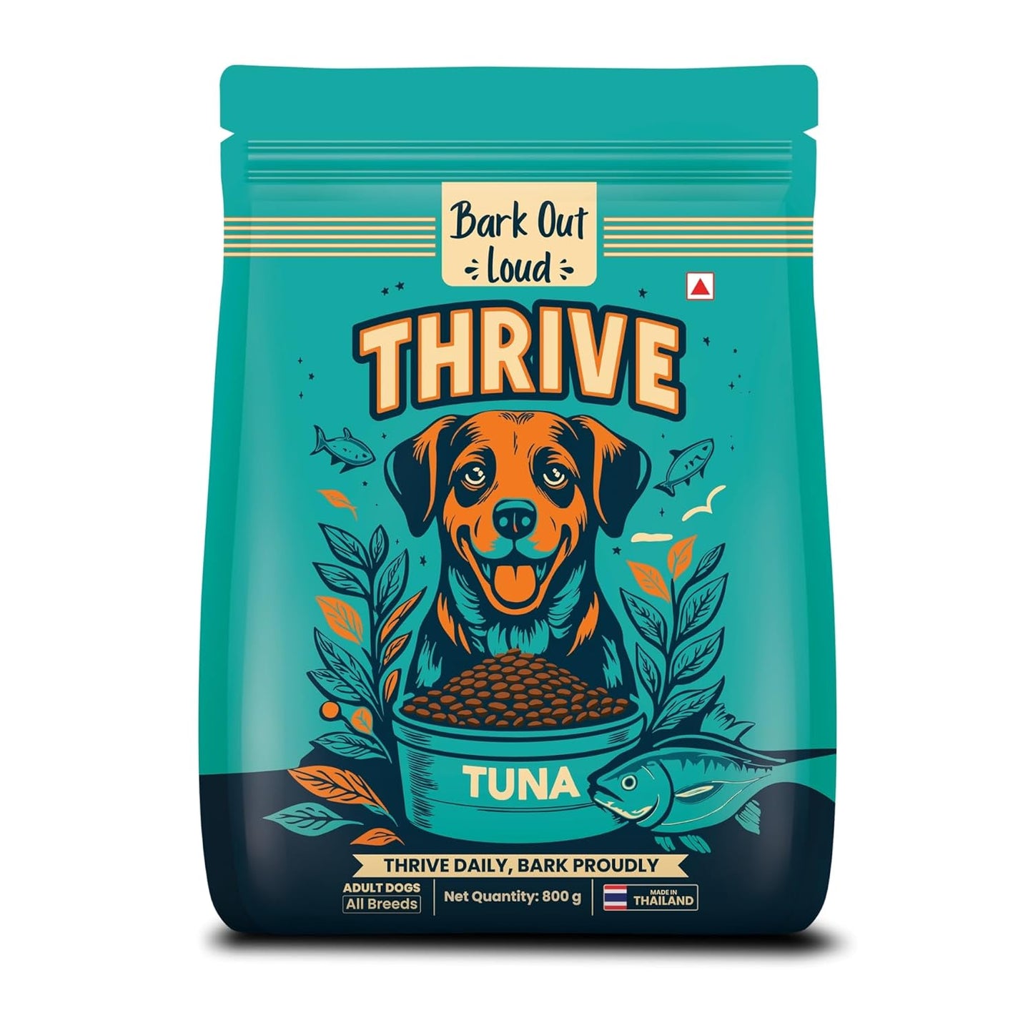 Thrive- Bark Out Loud Real Tuna Fish Dry Dog Food | Antioxidants, Omega, Multivitamins | Yucca for Digestion (800 gm)