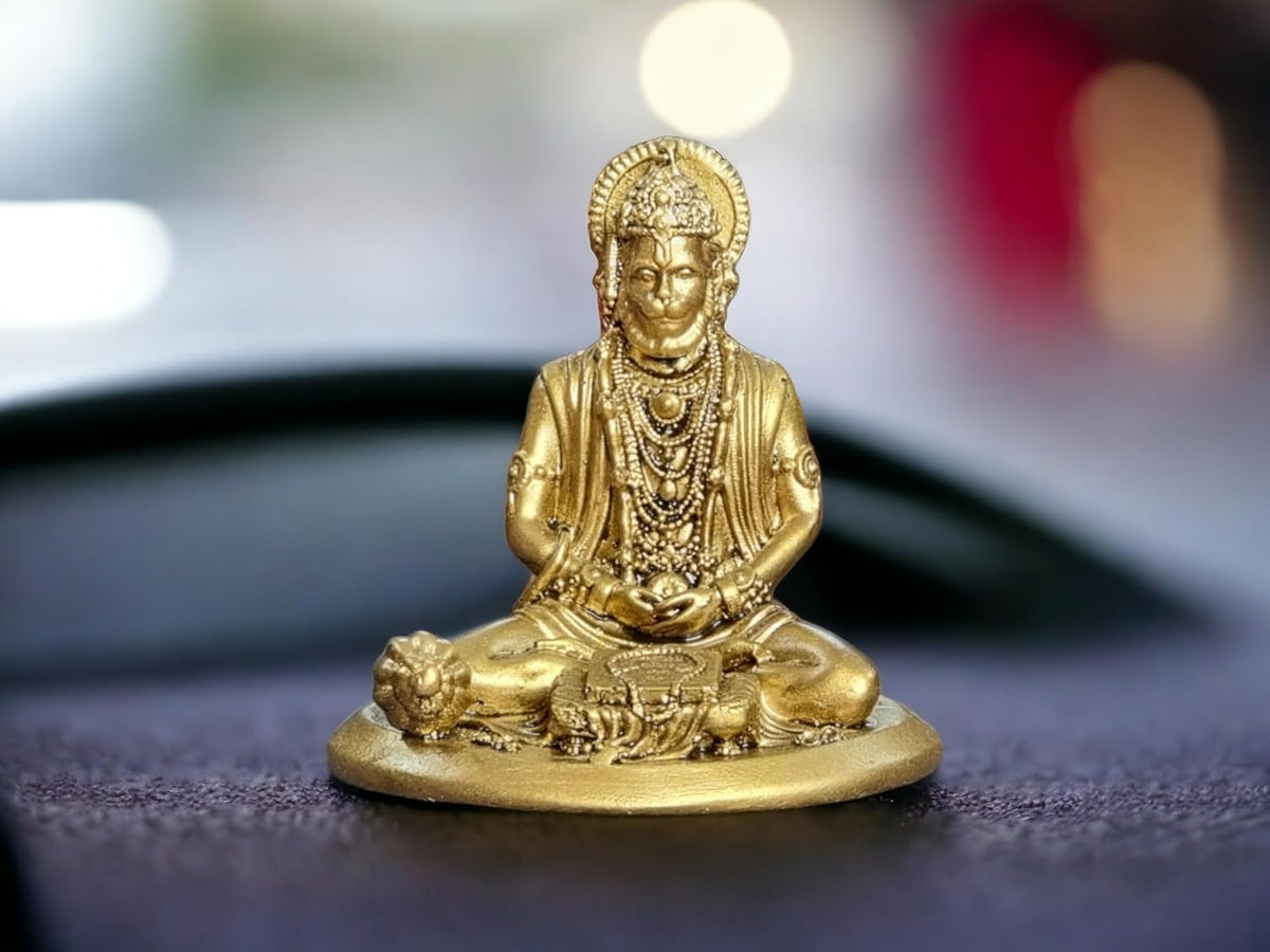 4 Inch Resin Hanuman Idol for Home Decor | Beautiful Bajrang Bali Murti for Home Temple, Car Dashboard, Gift Items | Bajrangbali Figurine Showpiece Sculpture for Office Desk