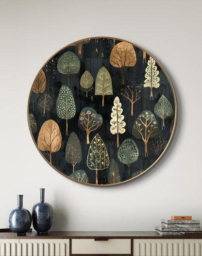 modern art Tree Premium Sparkle lamination Golden Slim Frame 50.8 cm x 50.8 cm Large Size, For Home/Office/Hotel painting GRL-04