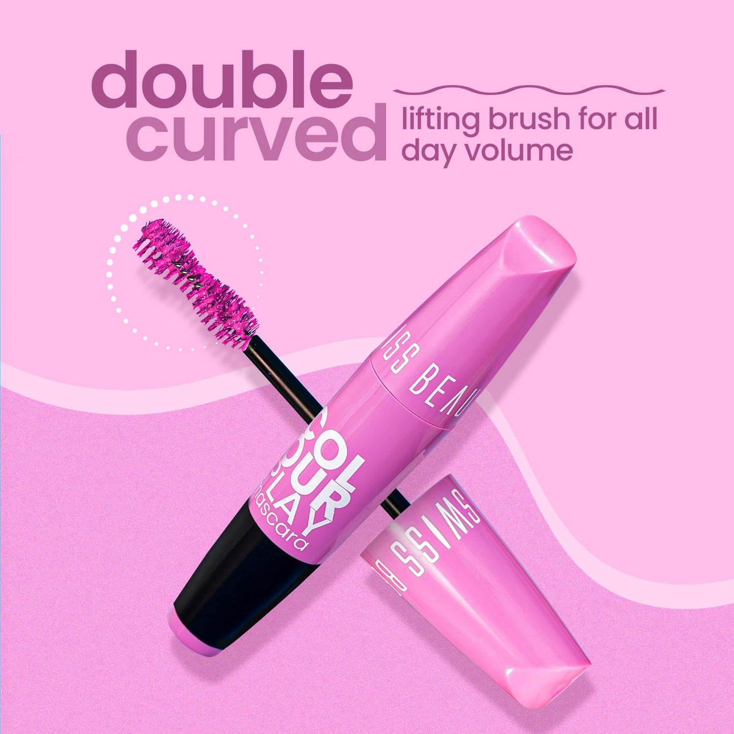 Swiss Beauty Waterproof Volumizing Colour Play Mascara | With Jojoba oil and Vitamin B5 | 6ml, Shade- Brown