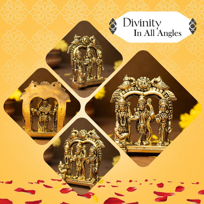 100% Pure Brass Ram Darbar Murti (Size: 8.4 cm) | Ram Darbar Statue for Home Decor and Office Desk | Ram Sita Laxman Hanuman Idol for Puja Room | Shree Ram Parivar Murti for Gift