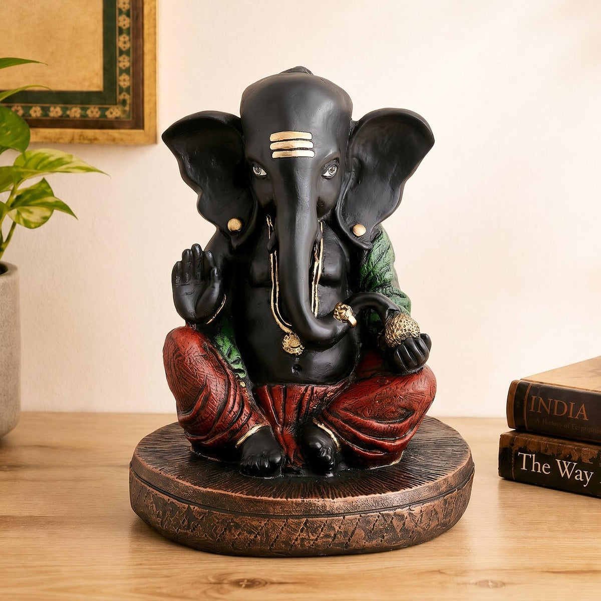 Black Ganesha Idol, Lord Ganesh Statue & Ganpati Murti for Home Decor, Pooja Room, Home Temple, Living Room, Office Desk, Spiritual Showpiece & Festive Decoration