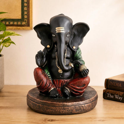 Black Ganesha Idol, Lord Ganesh Statue & Ganpati Murti for Home Decor, Pooja Room, Home Temple, Living Room, Office Desk, Spiritual Showpiece & Festive Decoration