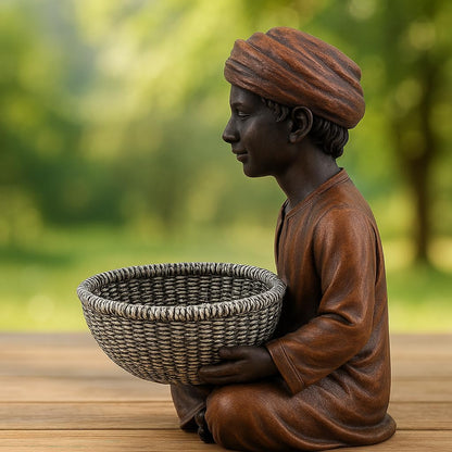 Men with Basket Showpiece for Home Decor & Office Decor | Man Idol Figurine (Men with Basket)