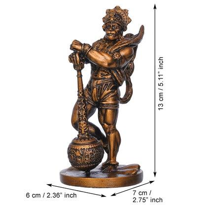 Golden Resin Hanuman Ji Murti with Gada | Lord Hanuman Idol for Car Dashboard Home Office Hanuman Statue Hanuman Murti Gift for Diwali Hanuman Jayanti Ram Navami Housewarming Birthday