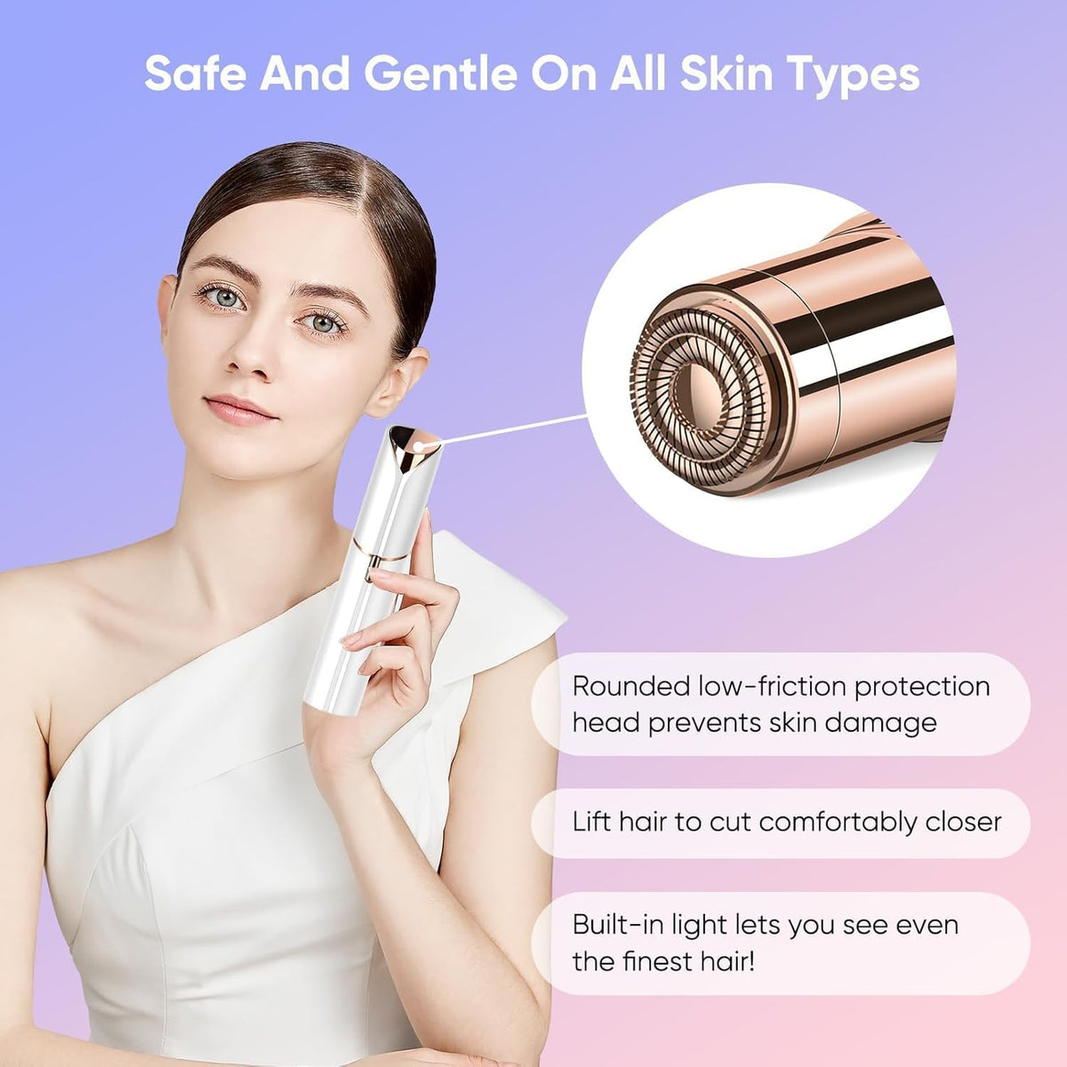 Hewan 2-in-1 Hair removal machine Eyebrow Trimmer for Women - Facial Hair Removal Machine For Women - Face,Upper Lips,Cheek, Chin and Nose Hair Remover, USB RECHARGEABLE Epilator