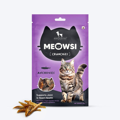 Meowsi by HUFT Dehydrated Anchovies Crunchies Cat Treats – 35 gm | Protein-Rich Crunchy Seafood Treats for Cats & Kittens | Natural Anchovy Snack | Supports Dental Health | Tasty Training Reward