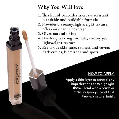 Daily Life Forever52 Coverup Concealer | Full Coverage, Crease-Resistant, Blendable & Buildable, Natural Finish for Light Skin | Butter Pecan, 7ml
