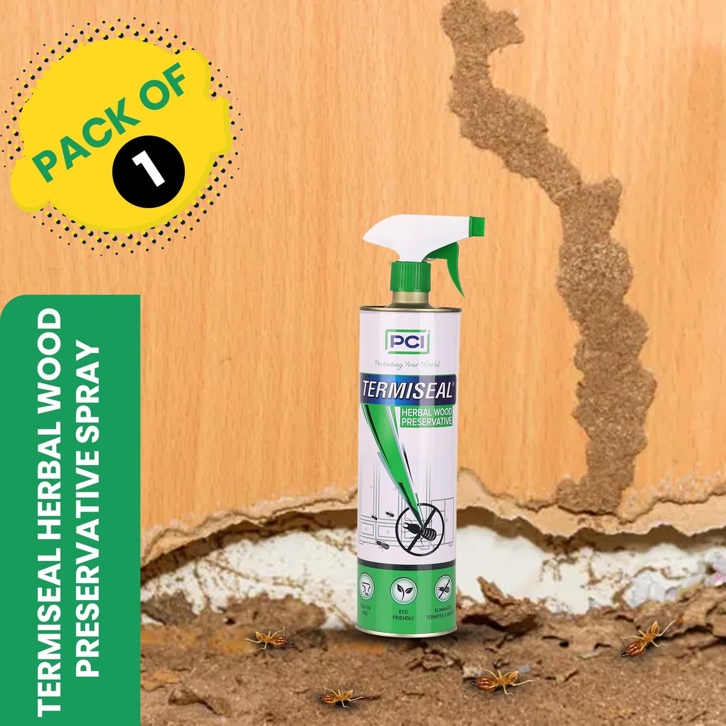 PCI Termiseal Herbal Wood Preservative Spray | Eco-Friendly Termite Killer Spray| Wood Preservative and Termite, Borer, Insect Repellant For Home, Kitchen and Offices 500 ml