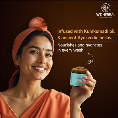 WE HERBAL Kumkumadi Ubtan Face Wash for Glowing Skin 100g, Ayurvedic Brightening Cleanser with Saffron, Turmeric and Dead Sea Mud, Reduce Dark Spots Remove Tan and Provide 72 Hour Hydration, No Artificial Colour, No Fragrance