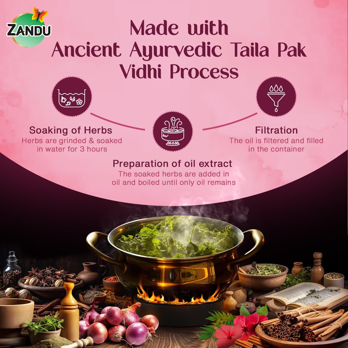 Zandu Ayurvedic Onion Oil (200ml): Power of Onions for Strong & Smooth hair | 9 Herbs & 10 Natural Oils | Helps reduce Hair Thinning & Hair Breakage | Improves Hair Quality | Controls Dandruff