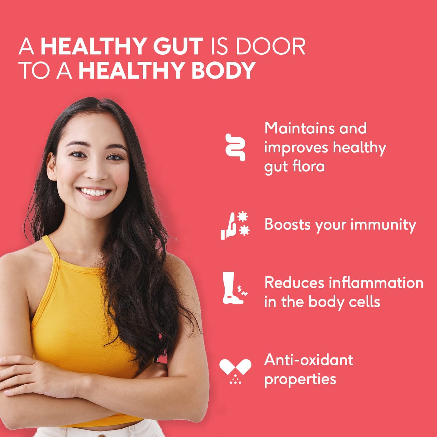 HealthKart HK Vitals Pre & Probiotics (60 Capsules) |With CFU & 100mg Prebiotics | Improves Digestion & Immunity