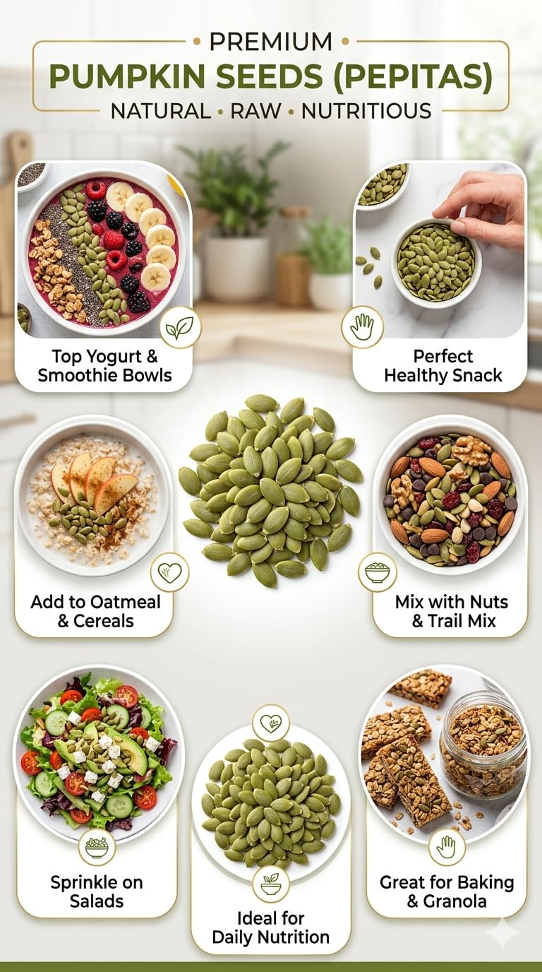 Avogro Pumpkin Seeds | Premium Raw Pumpkin Seeds | Natural Kaddu Beej | Ready to Eat Snack | Baking, Cooking & Salad Topping Seeds | Bulk Pack