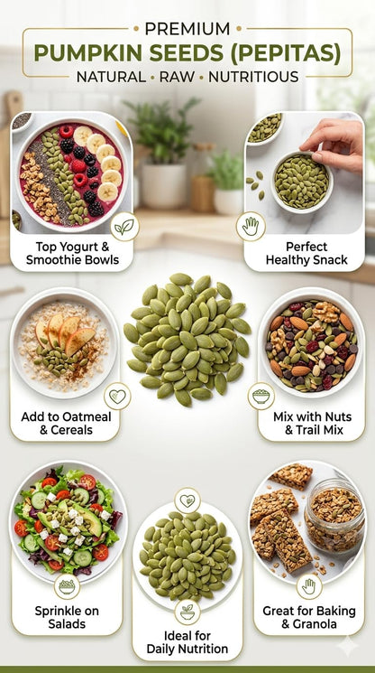Avogro Pumpkin Seeds | Premium Raw Pumpkin Seeds | Natural Kaddu Beej | Ready to Eat Snack | Baking, Cooking & Salad Topping Seeds | Bulk Pack