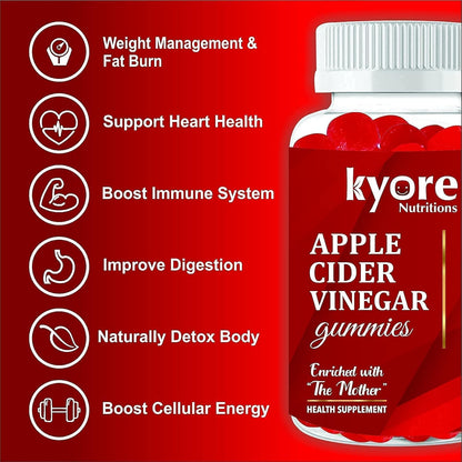 Nutritions ACV Gummies With Mother | Apple Cider Vinegar 30 Vegan Gummies For Women and Men | Formulated For Appetite Control, Improves Digestive and Gut Health