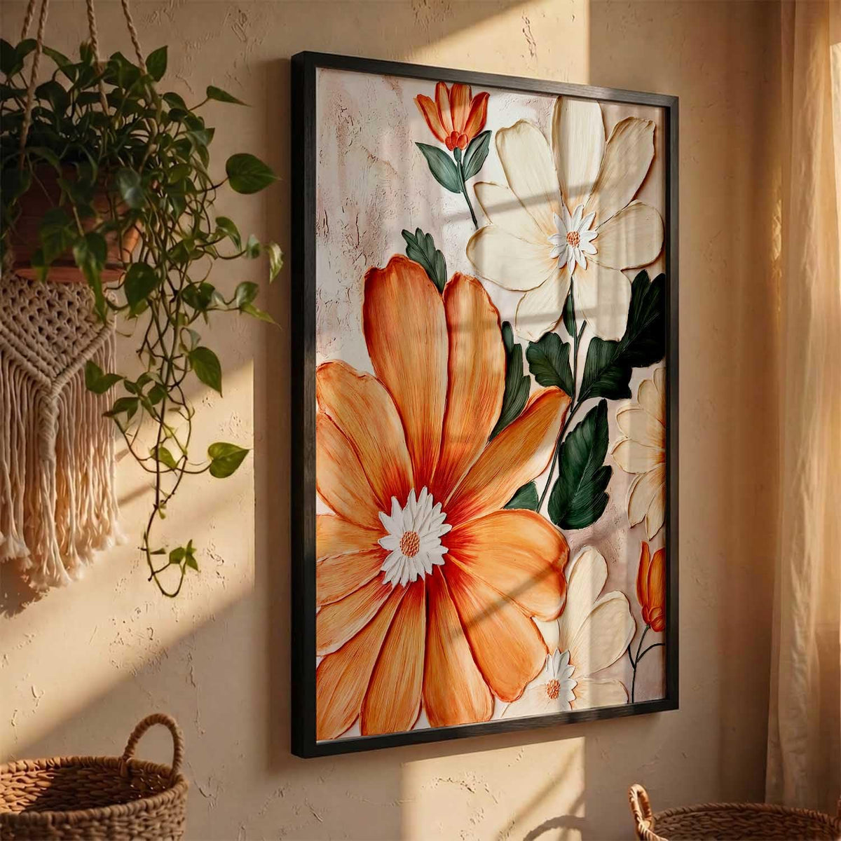 Decorative flower Wall Art Home Decor Modern Painting poster With Frame For Living Room Bed Room Hotel Wall Decor Digital Reprint (13X17 INCH)