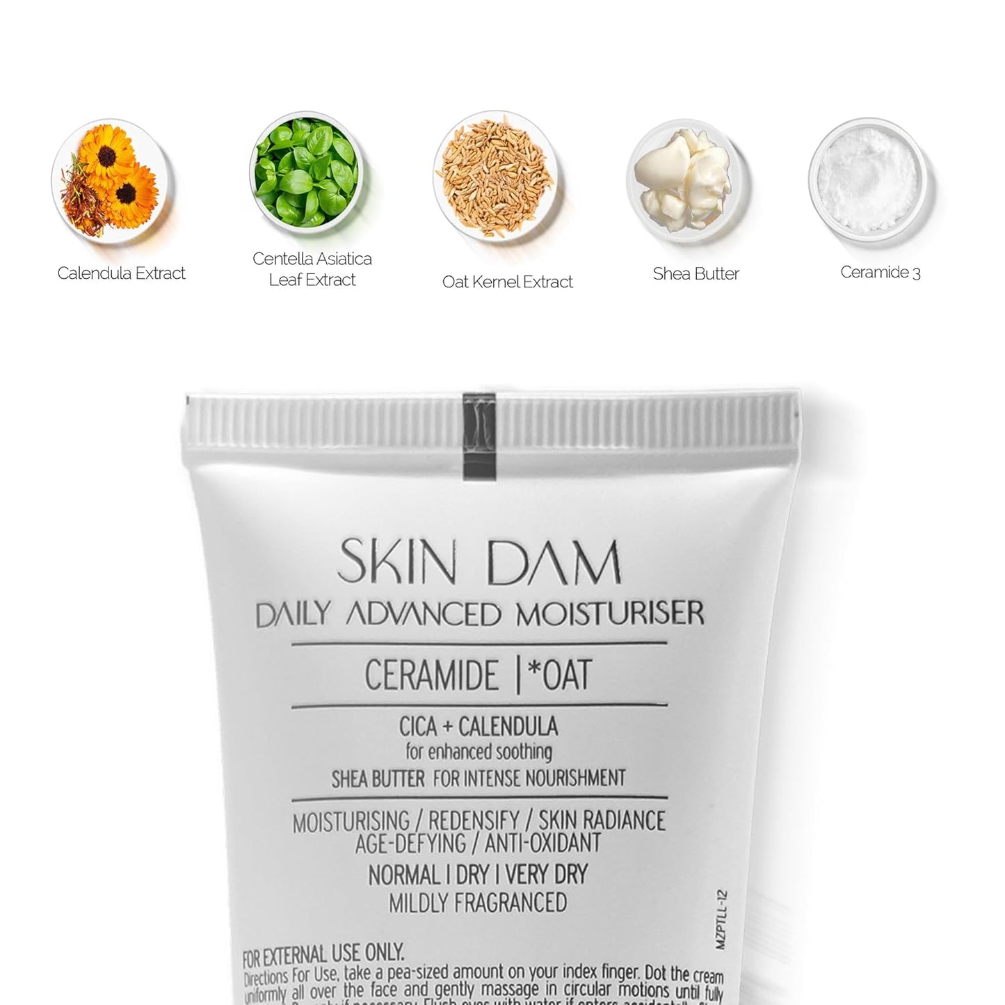 Personal Touch Skin Dam Korean Moisturizer Cream for Dry Skin | Ceramide 3 Barrier Repair Cream with Oat, Centella & Shea Butter | 72H Hydration | 50g