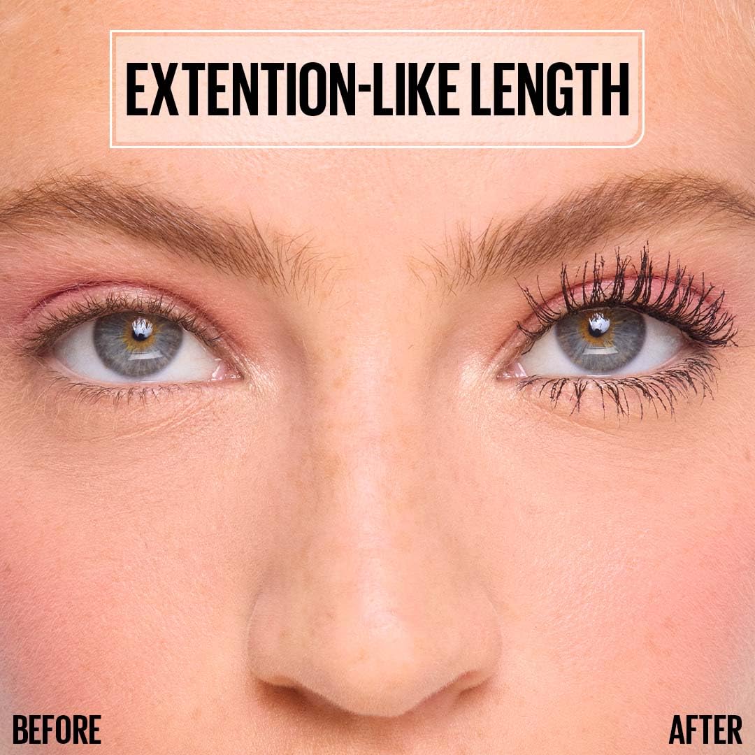 Maybelline Lash Sensational Sky Tubes Tubing Mascara, Very Black | Extension-Like Length, Conditioning with Shea Butter + Castor Oil, 7ml