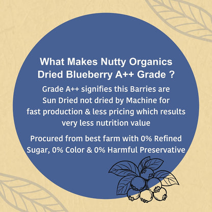 Nutty Organics No Refined Sugar Dried Blueberry, 100Gram, No Additives, 100% Pure & Healthy Snack For All Age (Dried Fruit)