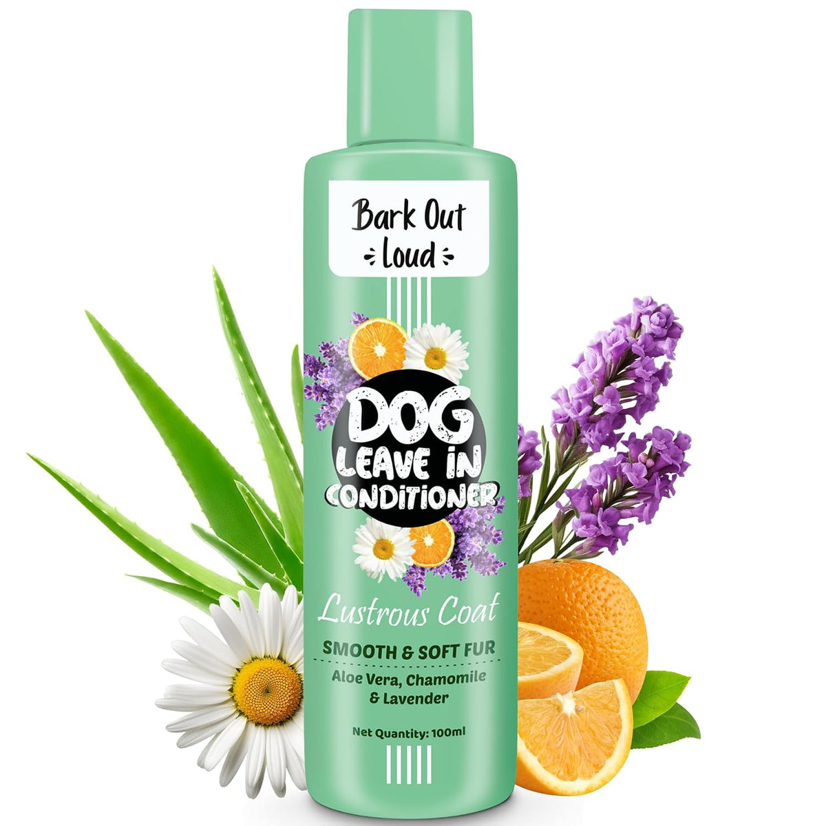 Bark Out Loud by Vivaldis - Dog Conditioner, Leave-in, No-Rinse Formula with Aloe Vera, Chamomile & Lavendar for Soft, Nourished Coats & Tangle-Free, No Frizz Grooming (100ml)