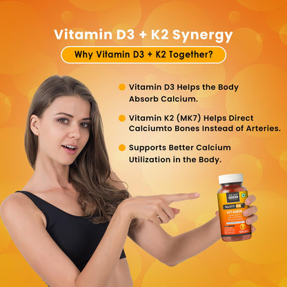 The Old Natural Nuvit-D3, Vitamin D3 K2 MK7 Tablets, Vitamin D3 (Lichen) + K2 for Bone Strength & Calcium Absorption, Heart & Immunity Support, High Absorption Formula (120 Tablets)