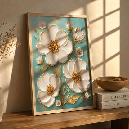 Floral Wall Art Home Decoration | Aesthetic Floral Paintings With Frame For Living Room Bed Room Hotel Wall Decor Digital Reprint Set of 1 (14X20)