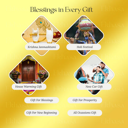 Ekhasa Lord Krishna Hands with Flute Idol (Big Size) | Krishnaji Divine Hands Idol with Flute and Peacock Feather | Krishna Statue for Car Dashboard & Griha Pravesh Gift