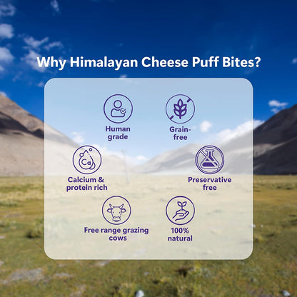 Pawfect Himalayan Cheese Puff Bites for Dogs - 100% Natural Crunchy Treat - High in Protein & Calcium - Healthy Training Treat - Grain-Free - Limited Ingredient Treats for Dogs (70g/2.47oz)