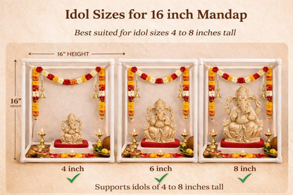 SAUDEEP INDIA 40cm Ganpati Mandap for Ganesh Chaturthi Idol Home Decor | Ganesh Murti Sthapana Stand | DIY Pooja Pandal Backdrop Frame Setup | Home Temple Ganpati Bappa Idol Platform