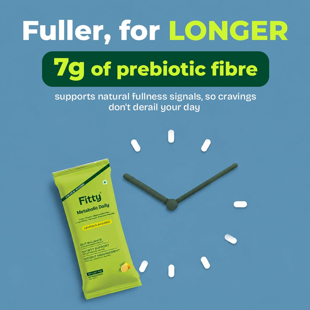 Fitty FiberPro with Prebiotics & Probiotics | Gut Health, Weight Management 7g Prebiotic Fibre + 20 Billion CFU + 1000mg L-Carnitine | Satiety & Daily Wellness Support | Metabolic Daily | 15 Sachets
