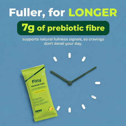 Fitty FiberPro with Prebiotics & Probiotics | Gut Health, Weight Management 7g Prebiotic Fibre + 20 Billion CFU + 1000mg L-Carnitine | Satiety & Daily Wellness Support | Metabolic Daily | 15 Sachets