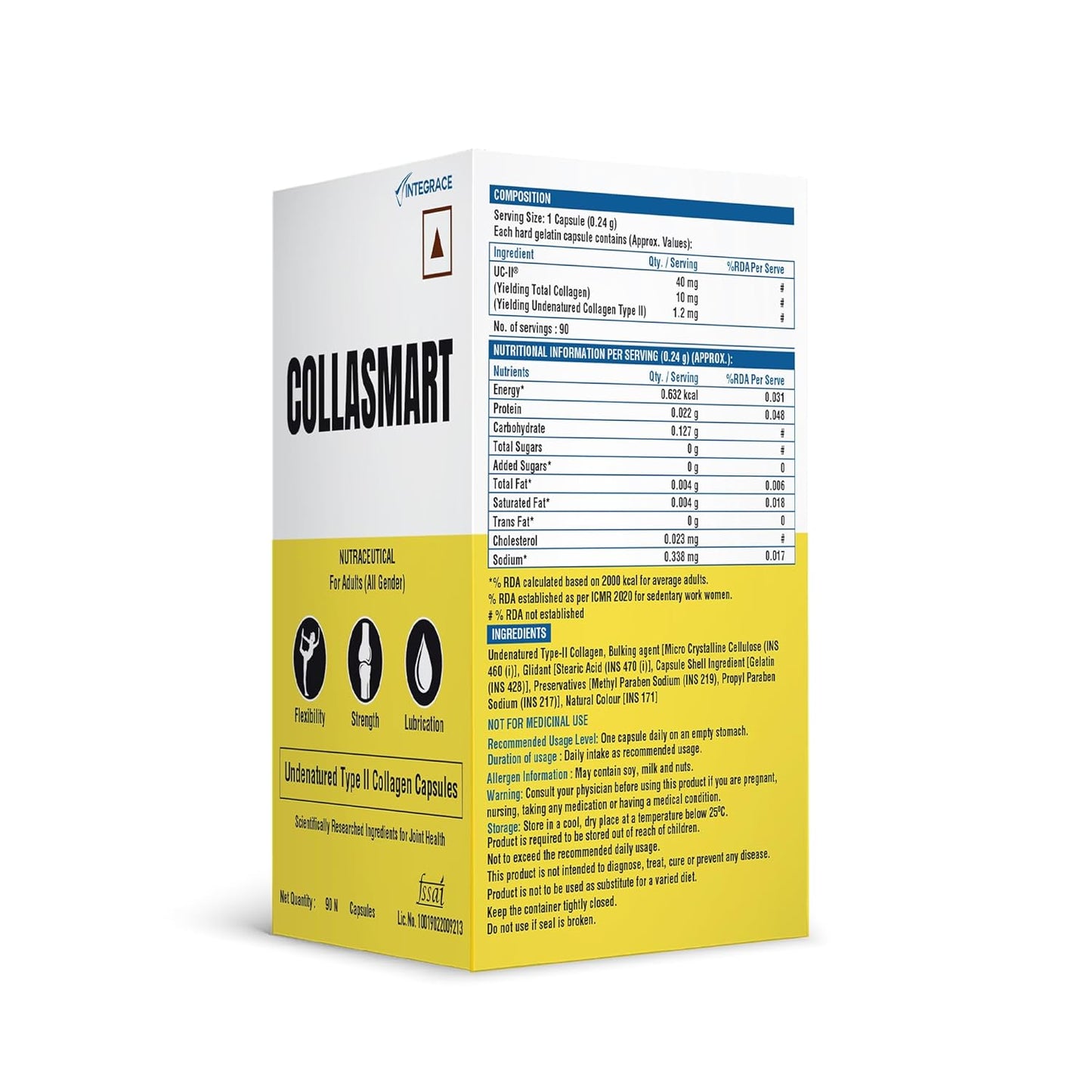 UC-II Undenatured Type II Collagen Capsules | 90 Capsules (Pack of 1) | Daily Protein Supplement for Men & Women | Sourced from USA | Promotes Cartilage Repair | Strengthens & Lubricates Joints
