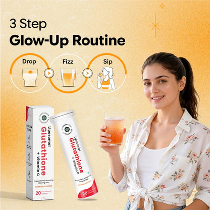 CUREFOREVER Glutathione Effervescent Tablets, 20 Tablets with Vitamin C, Liposomal Glutathione 500mg for Antioxidant Support, Skin Glow & Radiance Support, Detox Support