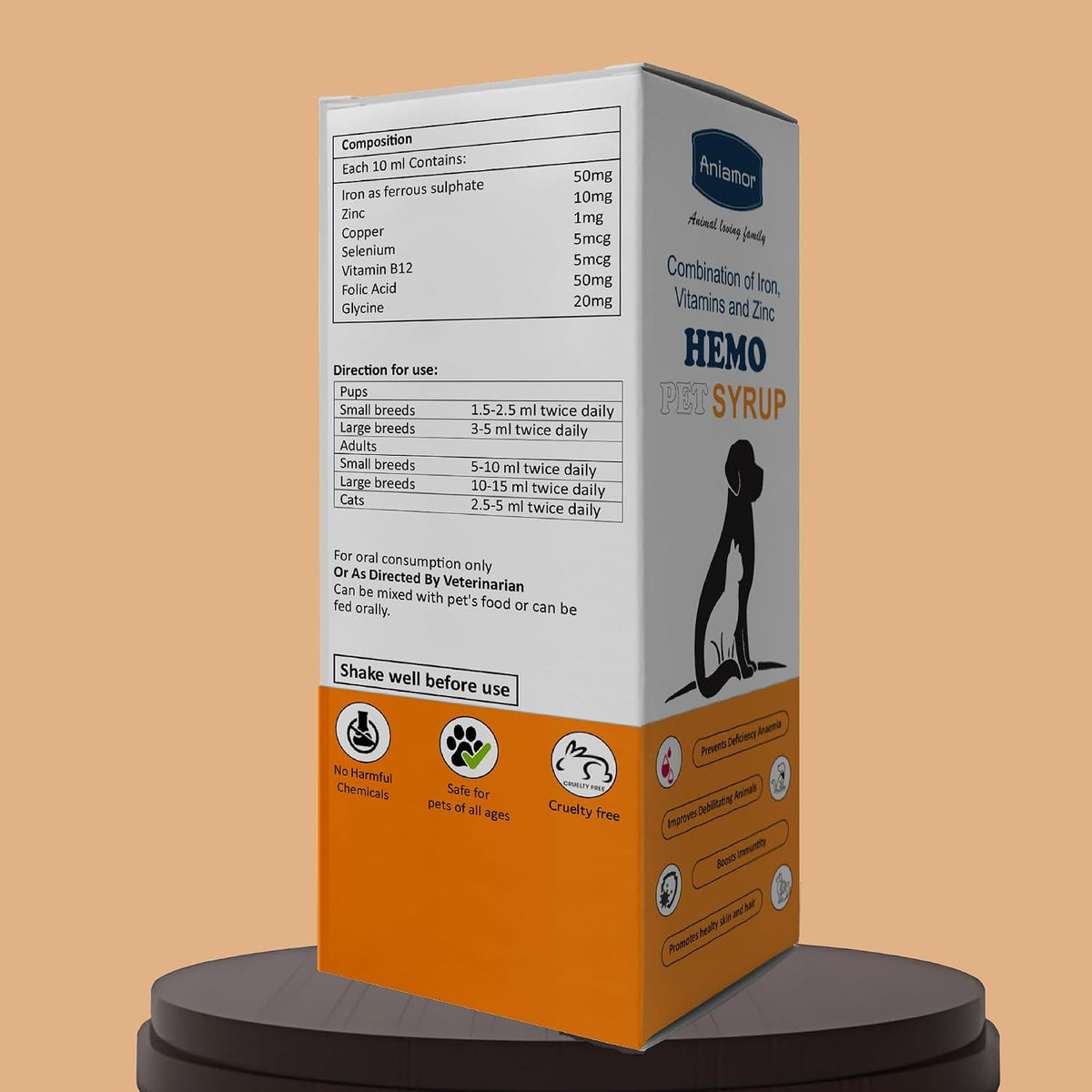 Aniamor Hemo Pet Syrup for Dogs and Cats|Iron Syrup|Iron Syrup|Pets Supplement|All Life Stage|200ml Bottle